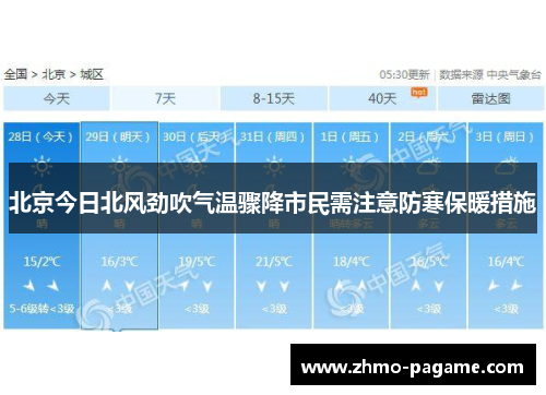 北京今日北风劲吹气温骤降市民需注意防寒保暖措施